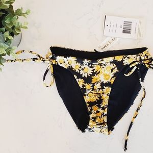RVCA Reversible Swim Bikini Bottoms Daisy Black